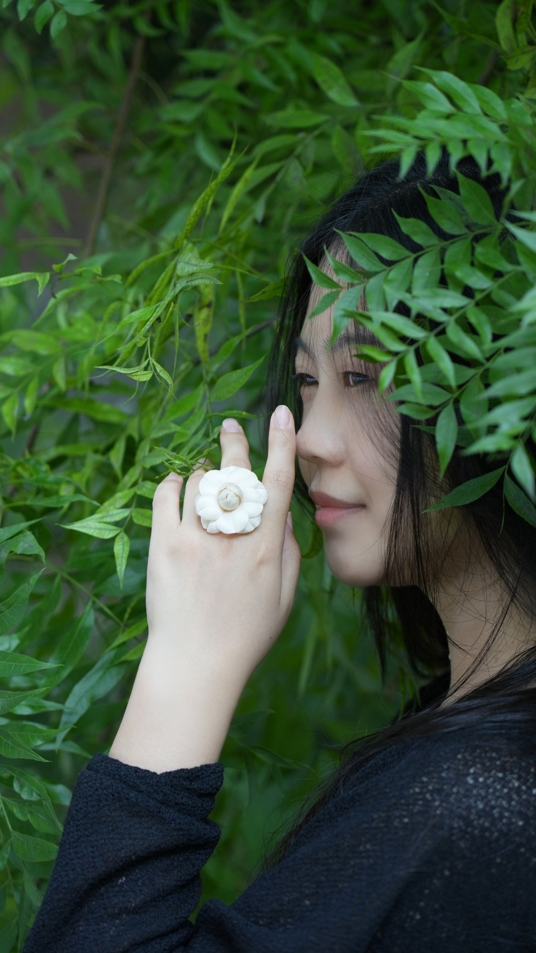母亲节礼物 山茶花 含精美包装 烫花工艺 使用日本进口布料 - 戒指 - 丝．绢 白色