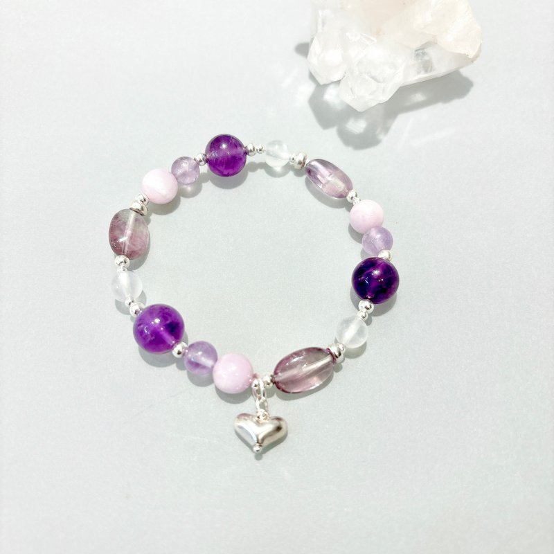 Ops Kunzite silver bracelet - 紫锂辉石/紫水晶/萤石/银/手链 - 手链/手环 - 半宝石 紫色