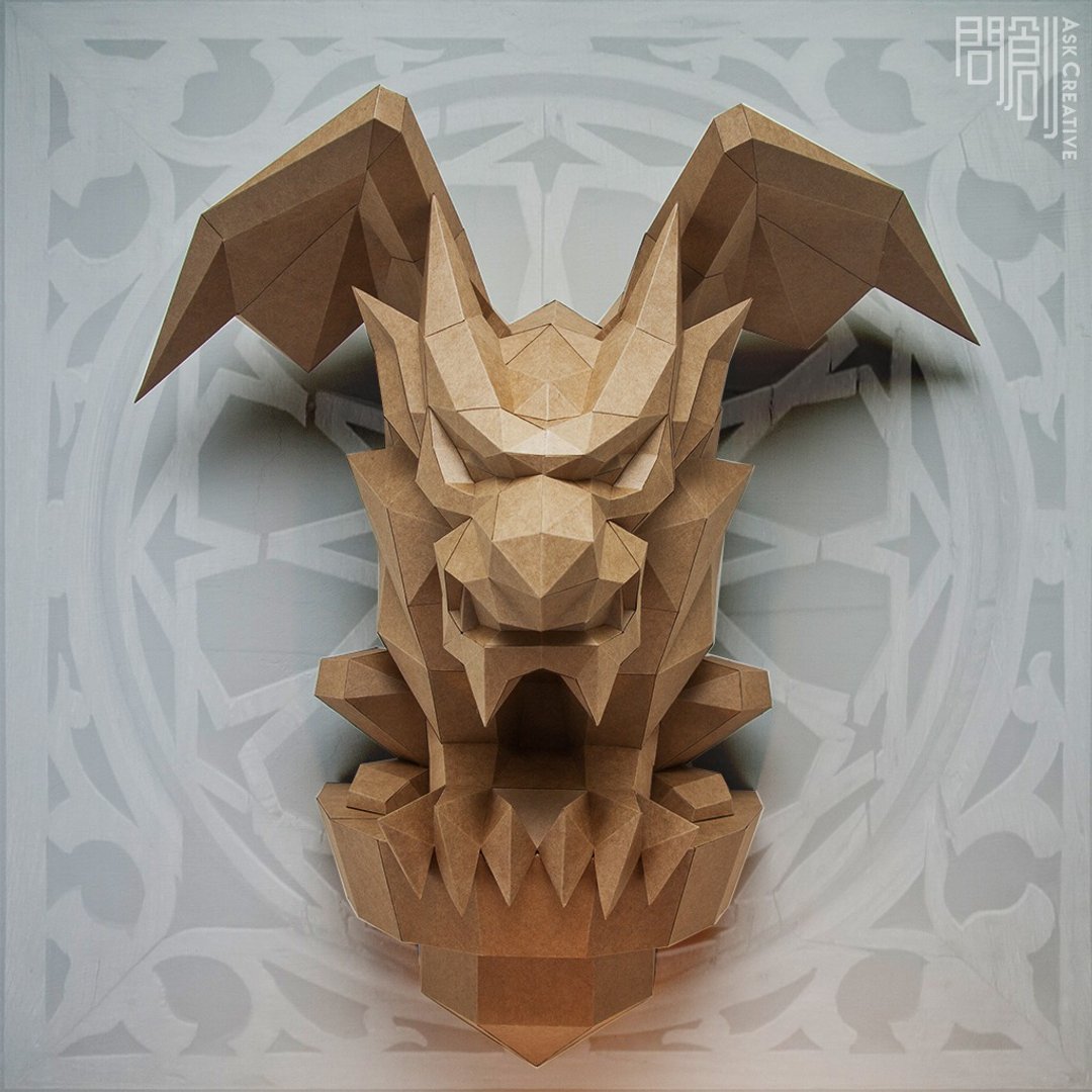 问创设计 DIY手作3D纸模型 神秘 石像 鬼 奇幻系列 - 石像鬼壁饰 - 摆饰 - 纸 卡其色