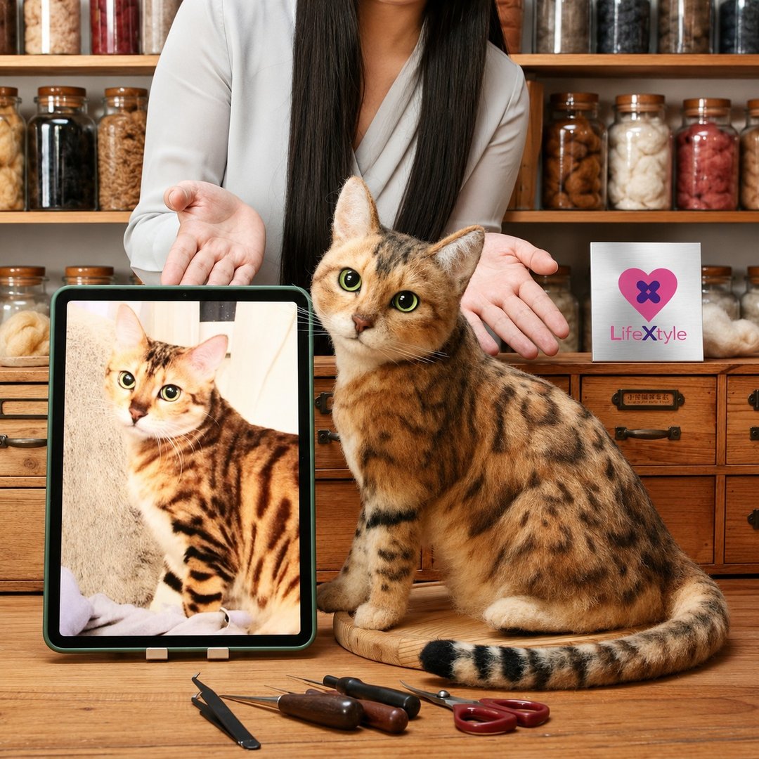 手作猫咪羊毛毡公仔 猫奴独特礼物 - 玩具 - 羊毛 多色