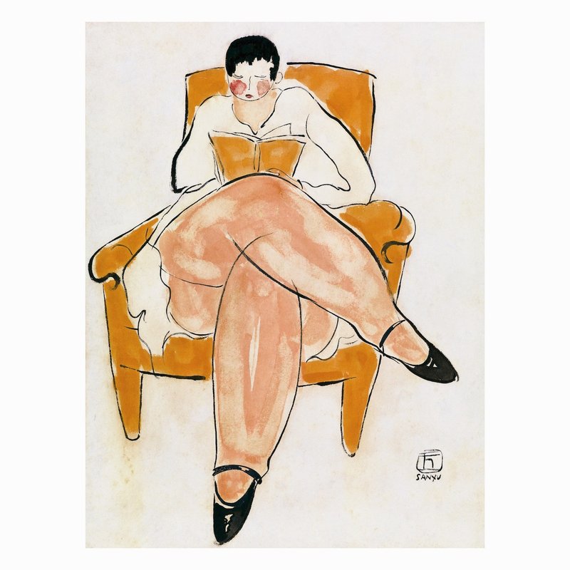 【艺术挂画】阅读中的女士 | 常玉 - 海报/装饰画/版画 - 纸 