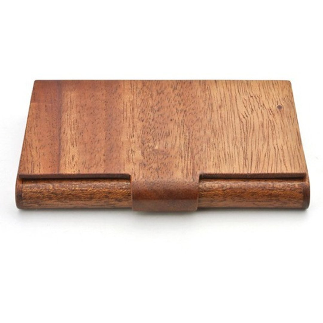 Business card holder made of wood and leather 01 - 名片夹/名片盒 - 木头 