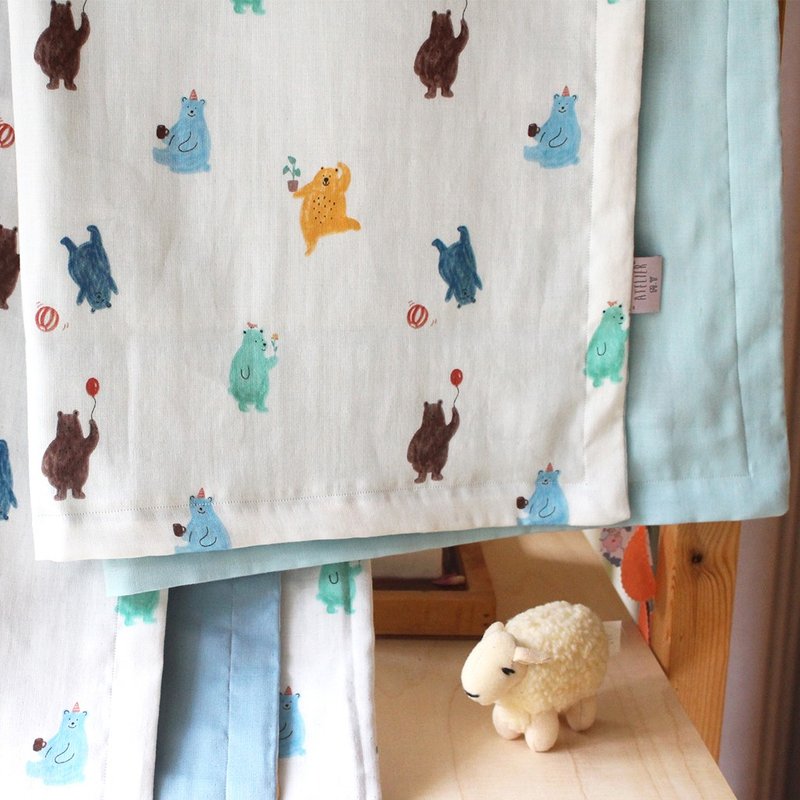 泰迪熊婴儿棉布纱布毯，新生生产祝い，布 ブランケッ 韩国制造 - 婴儿床上用品 - 棉．麻 蓝色