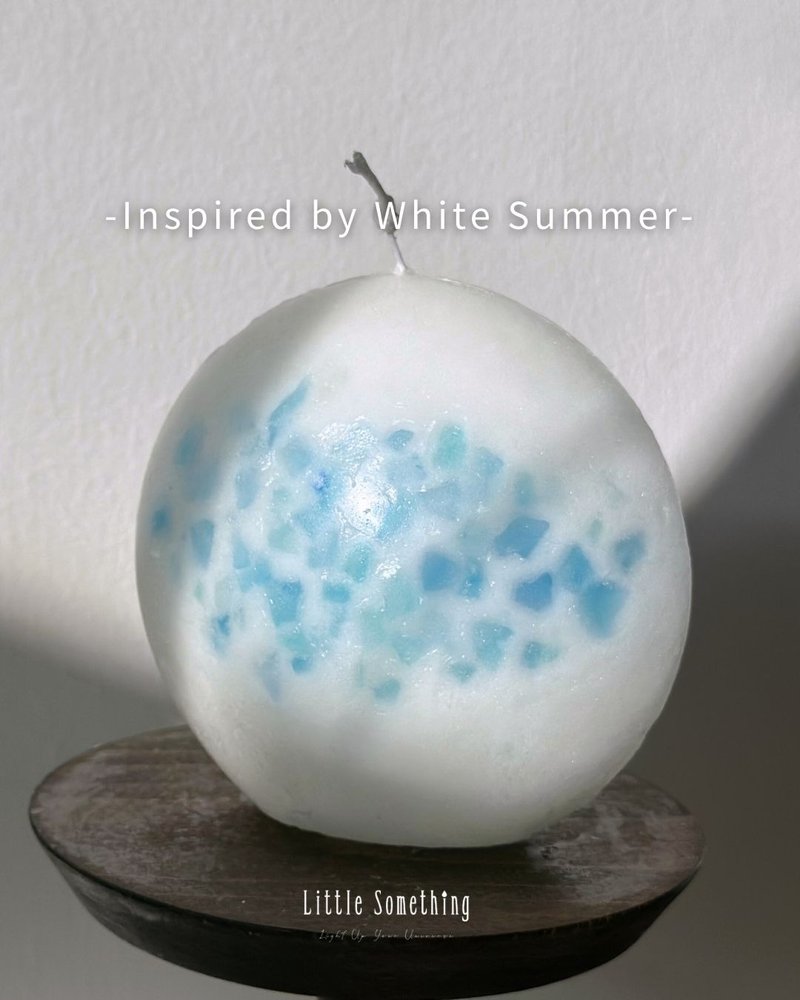 香氛造型蜡烛 | 弦月-Summer Blues | 香味-柚子与海盐 - 蜡烛/烛台 - 蜡 白色