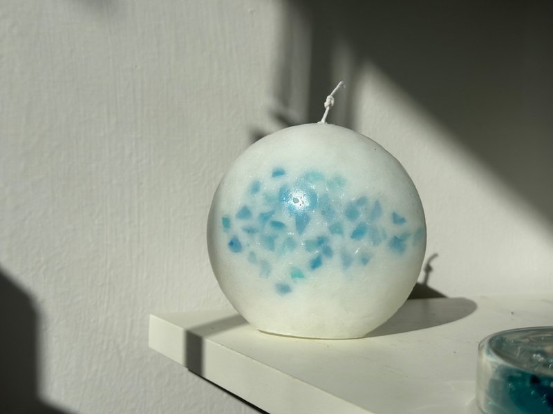 香氛造型蜡烛 | 弦月-Summer Blues | 香味-柚子与海盐 - 蜡烛/烛台 - 蜡 白色