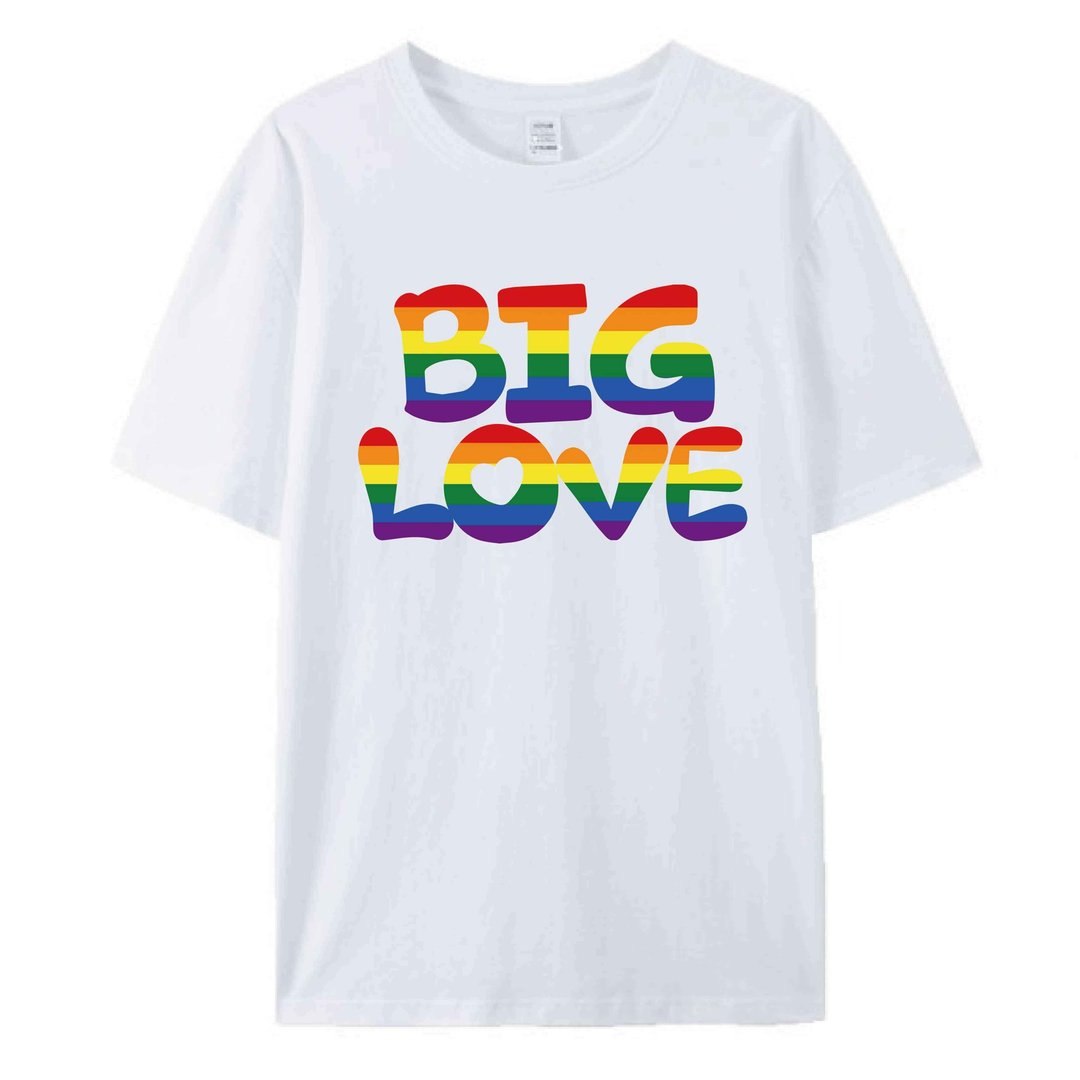 BIG LOVE (白) / 插画T恤  T-SHIRT  夏季短袖 纯棉 上衣 - 男装上衣/T 恤 - 棉．麻 白色
