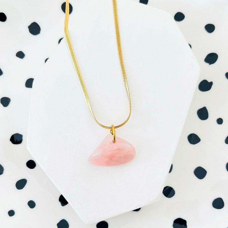 粉红晶石项链 | 天然石材| 首饰礼品 - 项链 - 宝石 粉红色