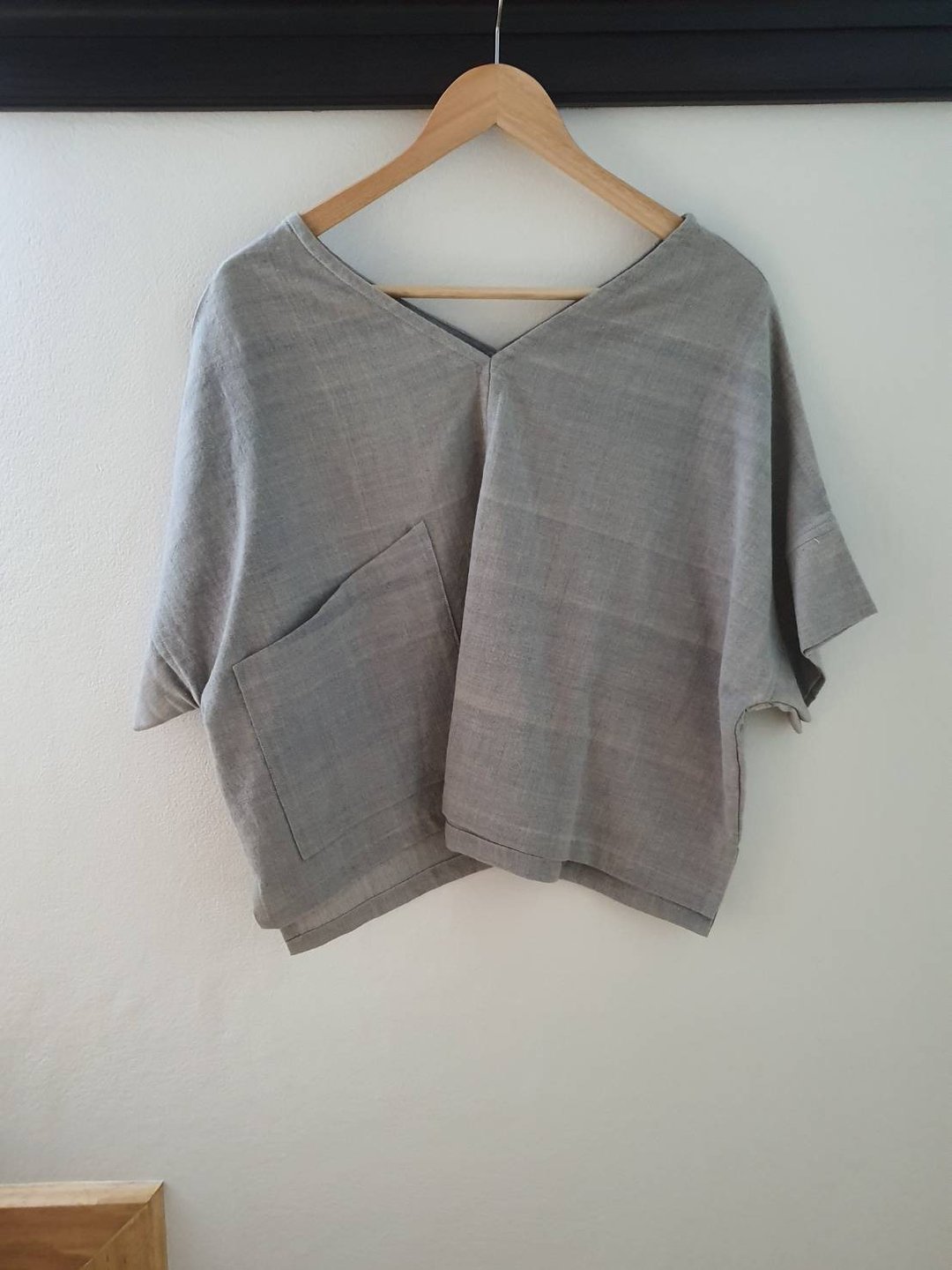 Sandwich TOP : natural dye Handwoven cotton - 女装上衣 - 棉 蓝色