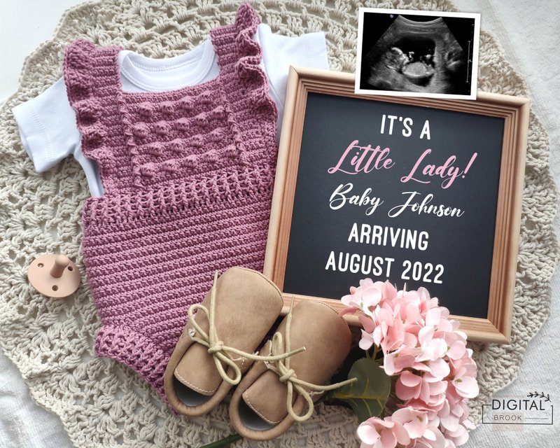 Girl Pregnancy Announcement for Social Media, Digital Baby Announcement - 其他 - 其他材质 粉红色