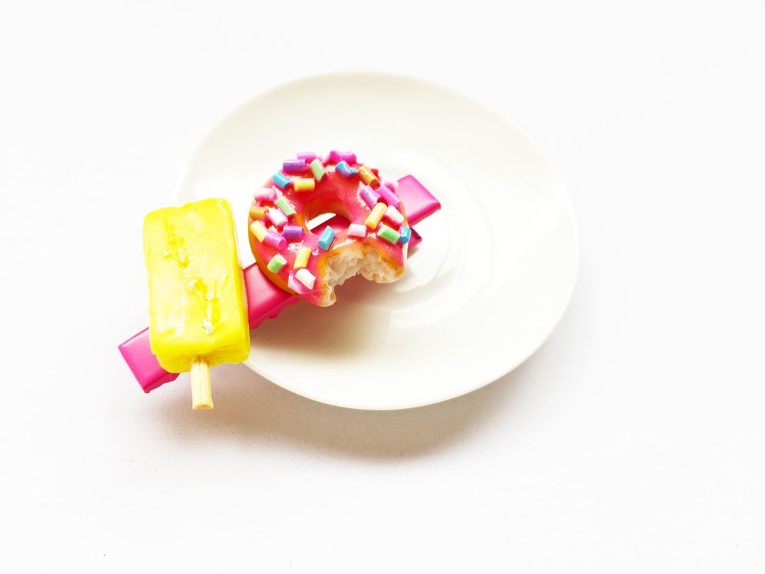 Donut Hair Clip + Durian Ice Cream - 发饰 - 粘土 粉红色