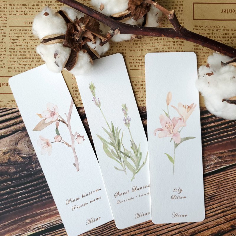 花草02-书签/礼物包装/水彩/手绘风/插画 - 书签 - 纸 粉红色