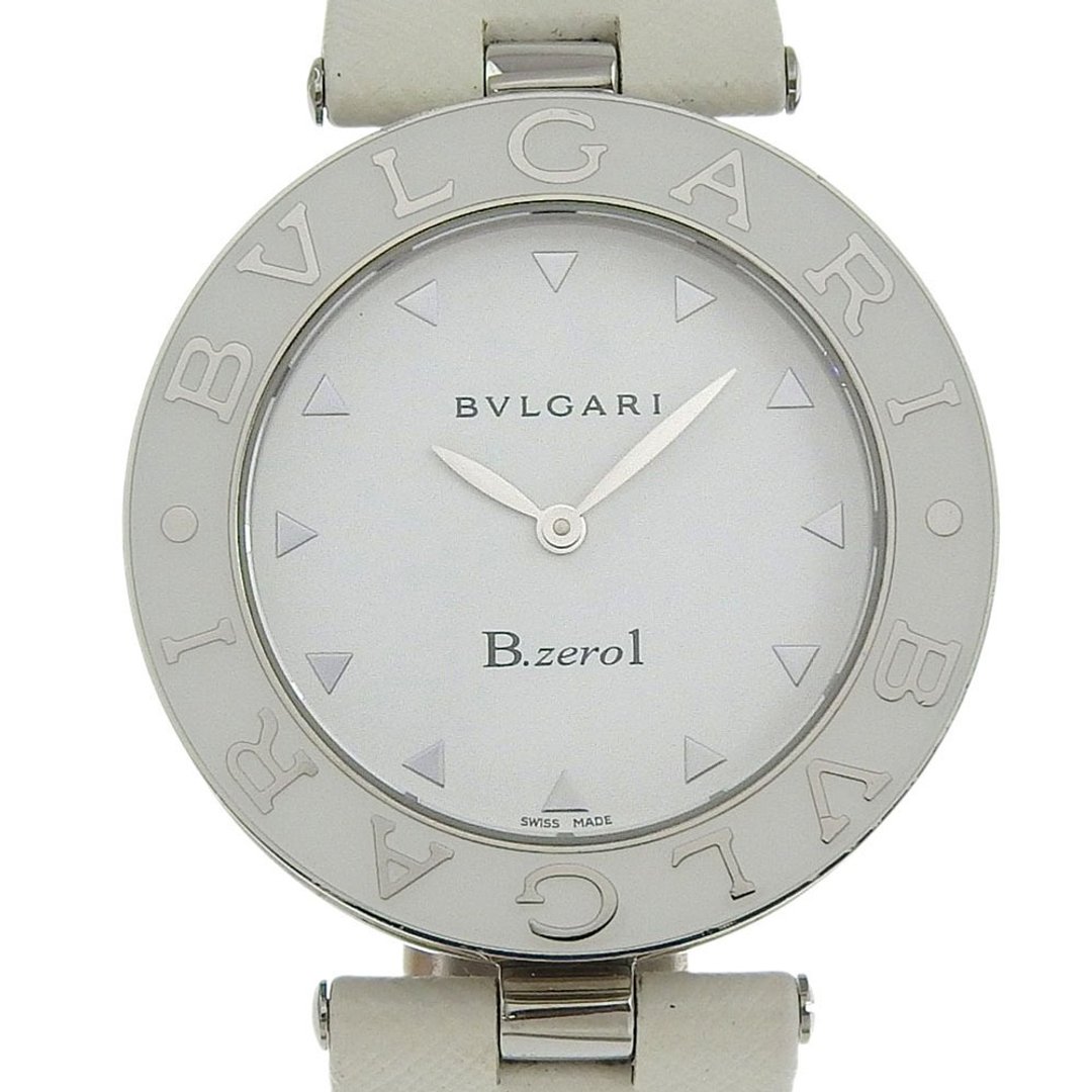 【日本直送】宝格丽 BVLGARI Bzero1 腕表 陶瓷 BZ35S/BZ35WLSL 不锈钢 x 皮革 石英机芯 珍珠母贝面盘 女仕款【二手】 - 女表 - 不锈钢 白色