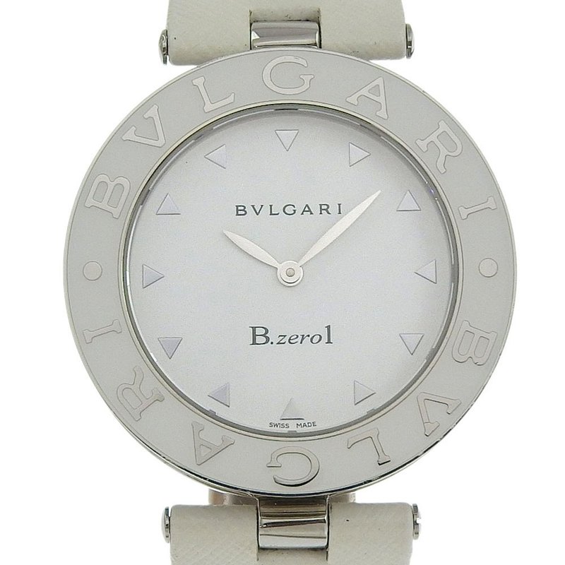 【日本直送】宝格丽 BVLGARI Bzero1 腕表 陶瓷 BZ35S/BZ35WLSL 不锈钢 x 皮革 石英机芯 珍珠母贝面盘 女仕款【二手】 - 女表 - 不锈钢 白色