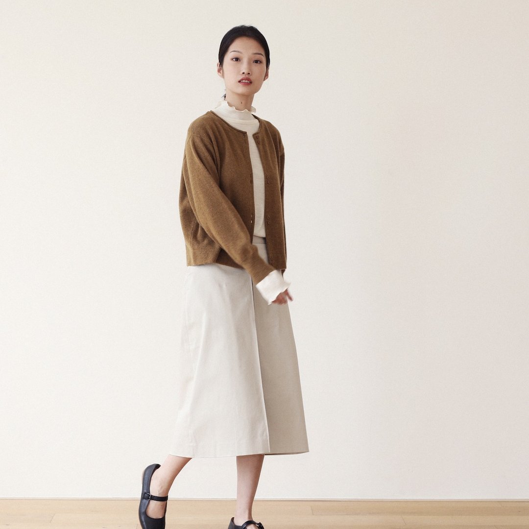 KOOW  云杉 滚边设计merino wool两色入针织开衫 圆领羊毛毛衣 - 女装针织衫/毛衣 - 羊毛 