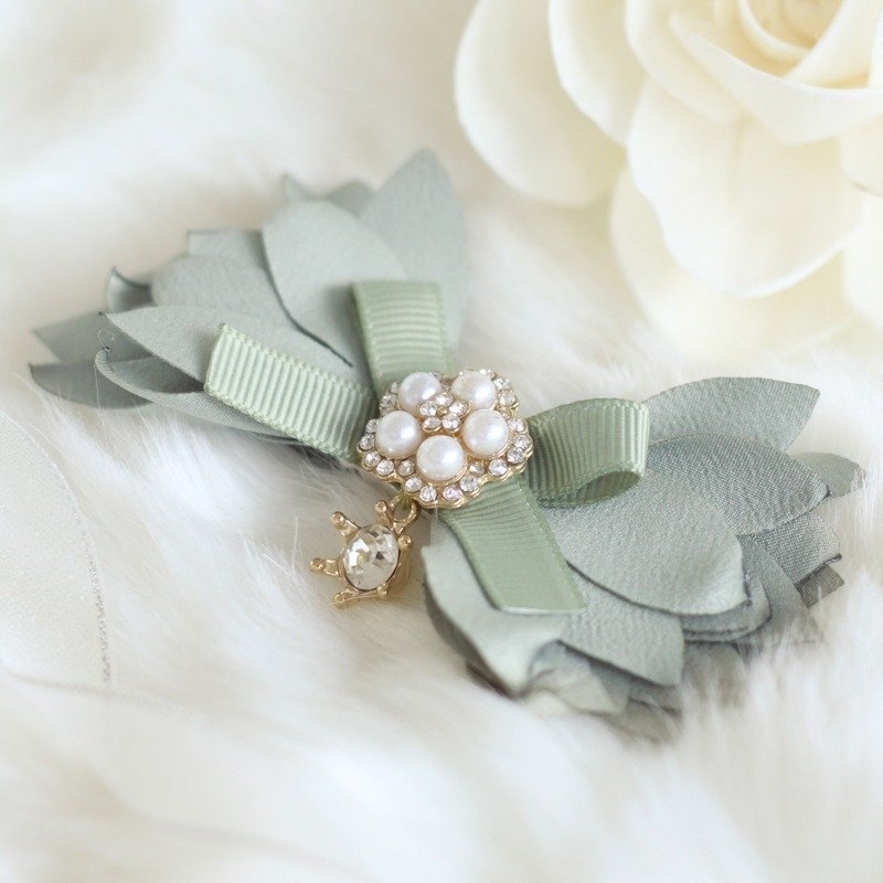 浪漫花瓣发夹 - 发饰 - 其他金属 绿色