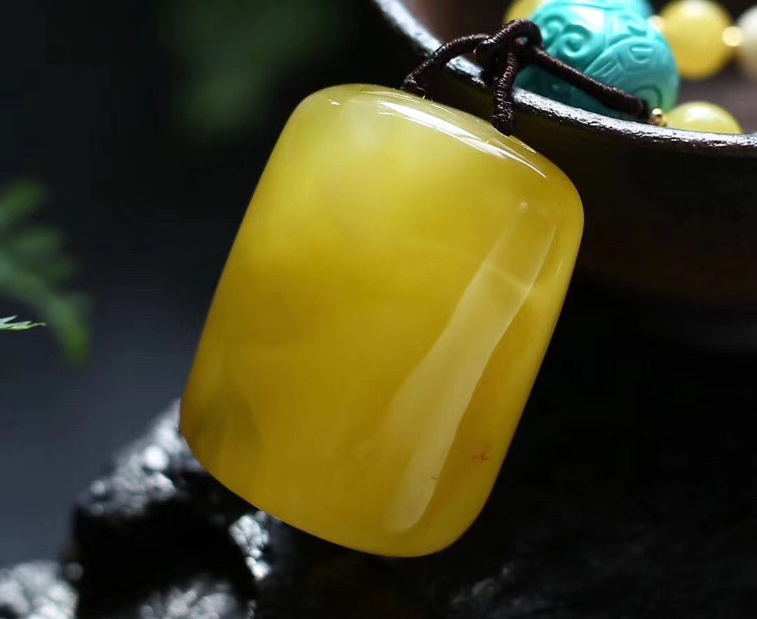 【新店福利价】收藏级极品天然蜜蜡蜜蜡吊坠/平安无事牌/大气款 - 项链 - 宝石 