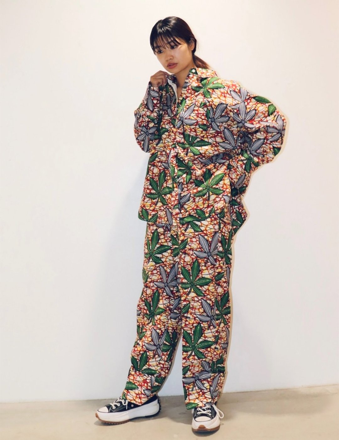 African Fabric Over shirt -HEMP PEACE- - 女装衬衫 - 聚酯纤维 红色