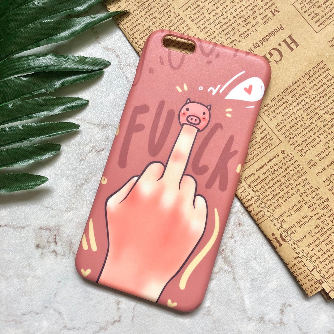 pig :: FU*K COLLECTION - 手机壳/手机套 - 塑料 咖啡色