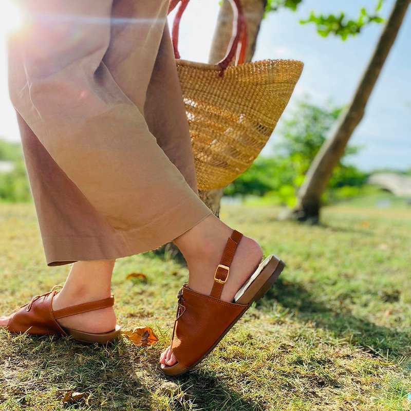 凉凉佛卡夏 荔纹系带软底凉鞋 - 男女凉鞋 - 真皮 多色
