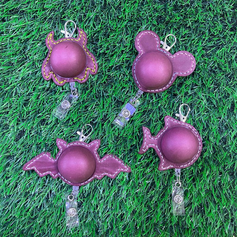 小恶魔植鞣牛皮胖肚肚伸缩拉拉扣 葡萄紫 通勤 上班族 易拉扣 - 证件套/卡套 - 真皮 紫色