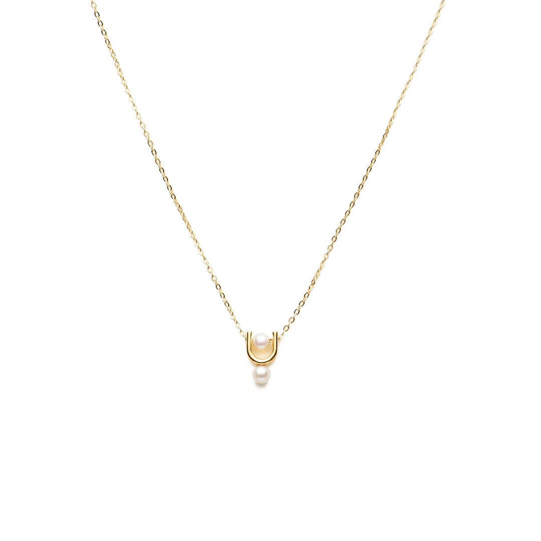 彩虹珍珠项链 925银厚镀18K金 Rina Pearl Necklace - 项链 - 珍珠 金色