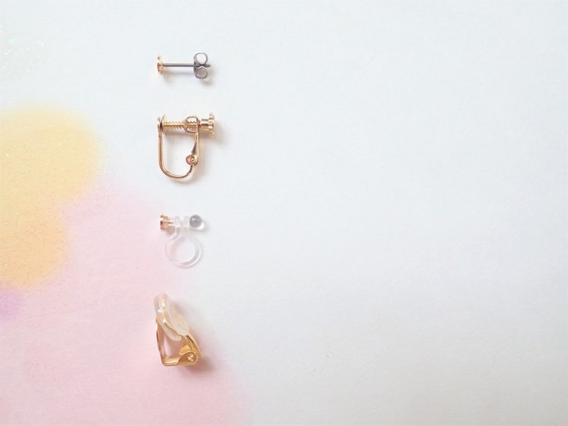 Change of metal fittings for single earrings - 耳环/耳夹 - 其他金属 金色