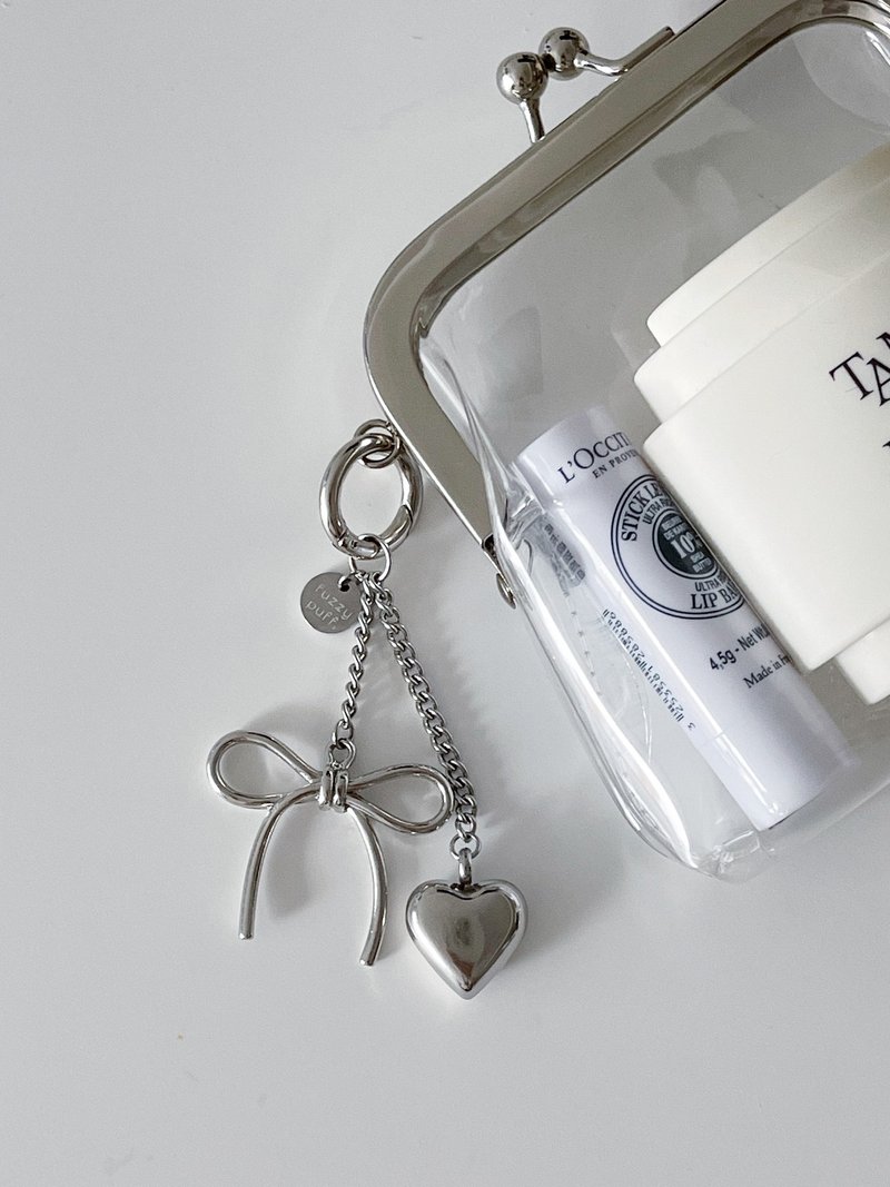 手工银带心型钥匙圈 - 钥匙链/钥匙包 - 不锈钢 银色
