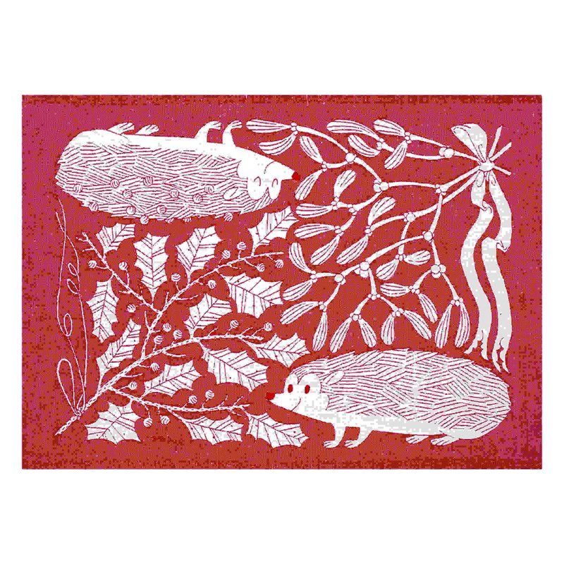 鹿儿岛睦合作款刺猬棉麻万用巾 (红) - 餐垫/桌巾 - 棉．麻 红色