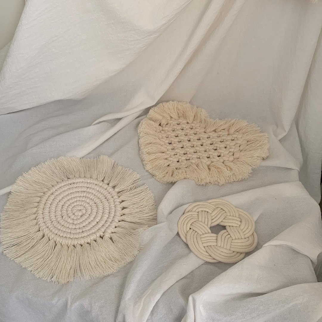 【在线】Macrame 编织基础造型垫组 l 入门材料包 全程影片 - 编织/羊毛毡/布艺 - 棉 