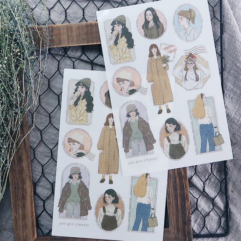 转印贴纸 感压贴纸 - 画框女孩 2张入 - 贴纸 - 塑料 
