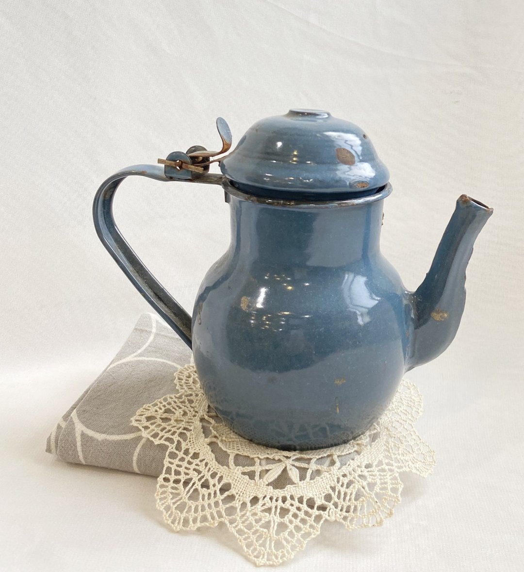 【好日恋物】日本VINTAGE铁锈风格水壶酱汁茶壶加热锅厨房用具 - 茶具/茶杯 - 其他金属 蓝色