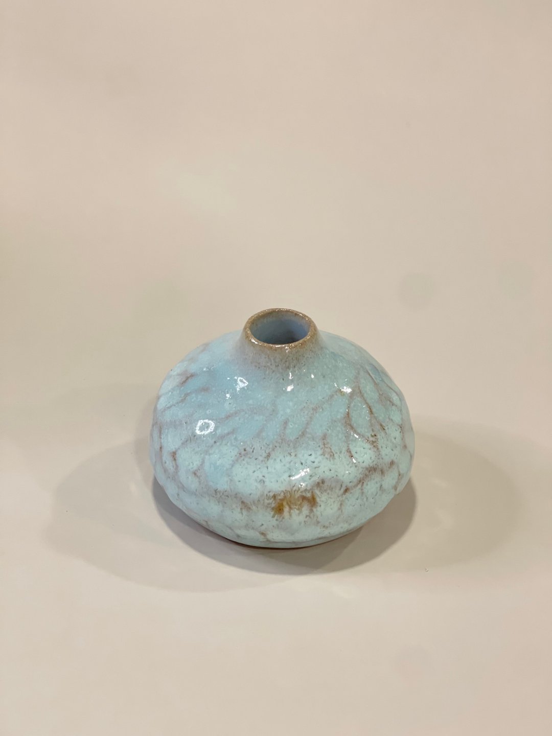 手削纹路 窄口小小花瓶 - 花瓶/陶器 - 陶 蓝色