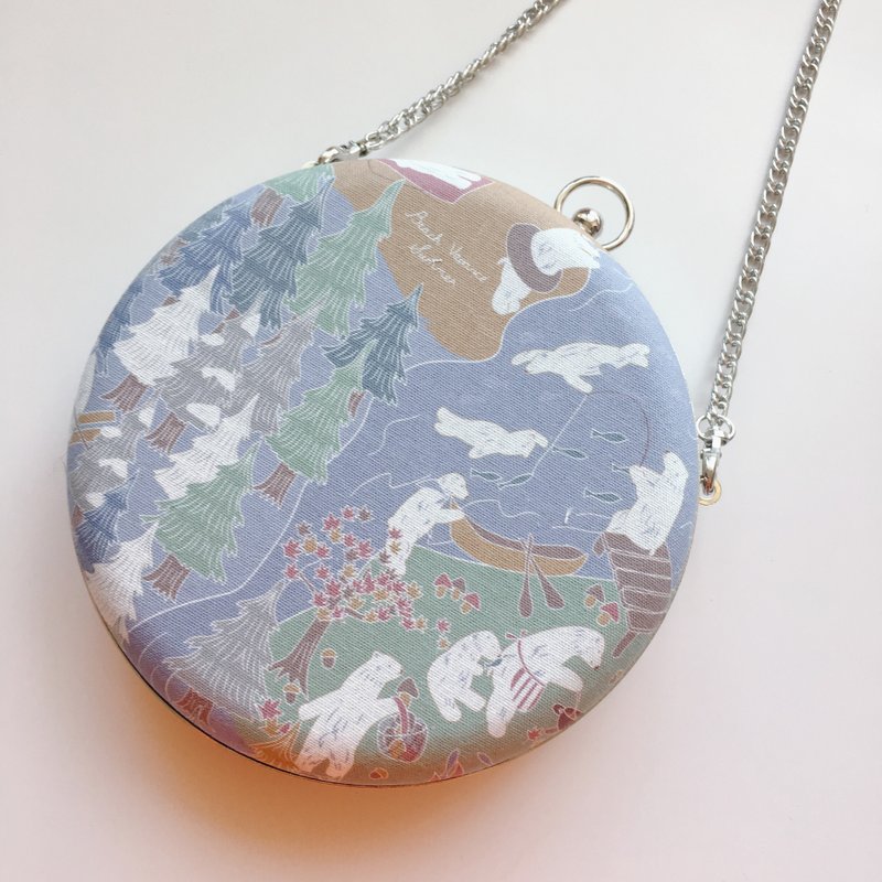 可爱百变北极熊小圆包 - 可手拿/ 斜背/ 婚礼姊妹礼物 - 侧背包/斜挎包 - 棉．麻 蓝色