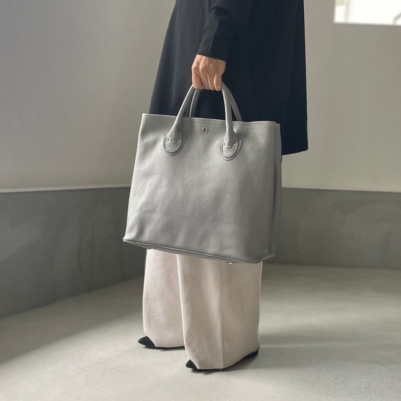 【2024复刻】可收纳A4尺寸的意大利皮革托特包 S尺寸【灰色】 - 手提包/手提袋 - 真皮 灰色