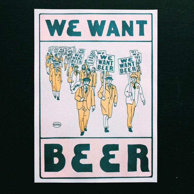 WE WANT BEER A3 POSTER - 海报/装饰画/版画 - 纸 粉红色