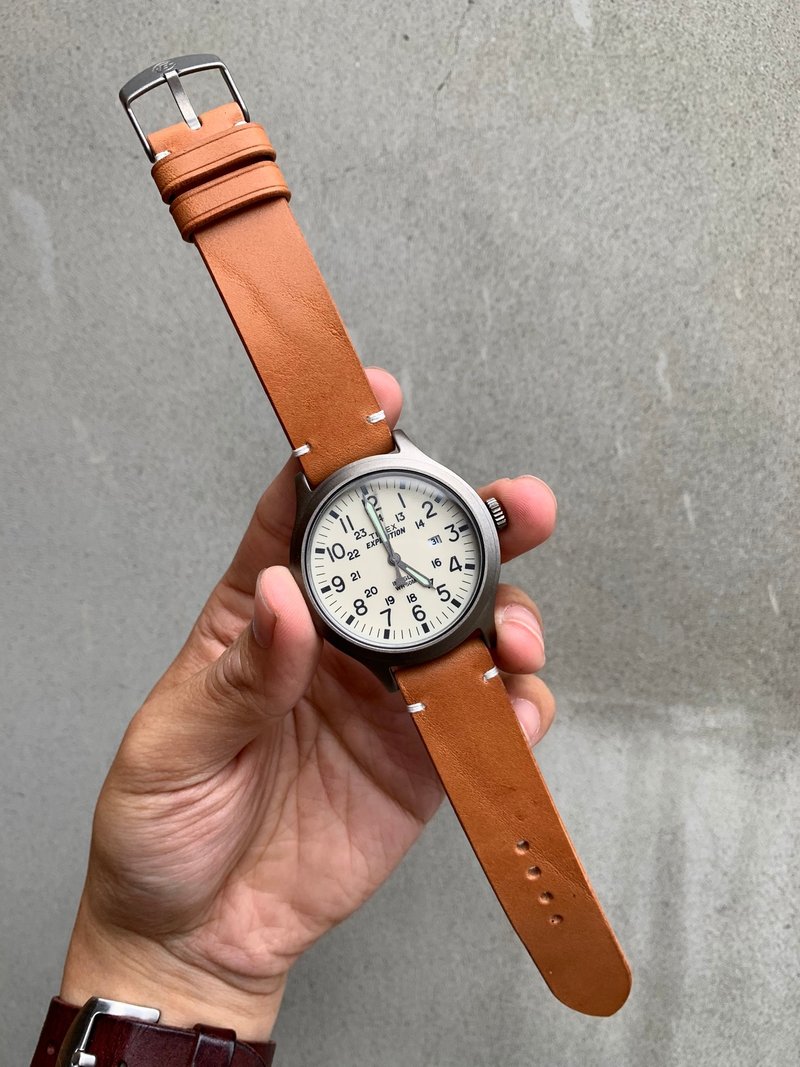 简约款皮革表带 牛皮表带 表带订制 Omega rolex IWC ORIS - 表带 - 真皮 咖啡色