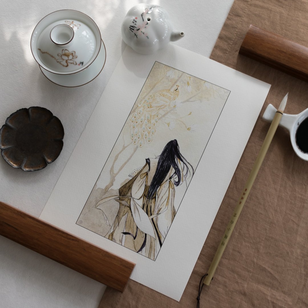 艺术版画《密谋》灵感来自魔道祖师 /A4/ 艺术家直接提供 - 海报/装饰画/版画 - 纸 黄色
