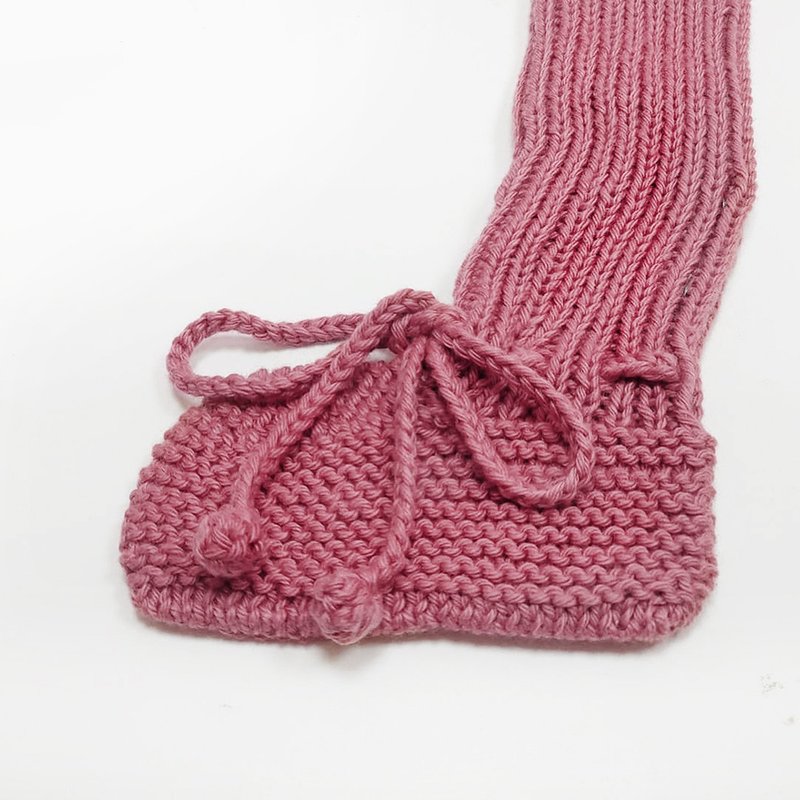 春夏 有机棉 反折长袜 - Raspberry - 婴儿袜子 - 棉．麻 