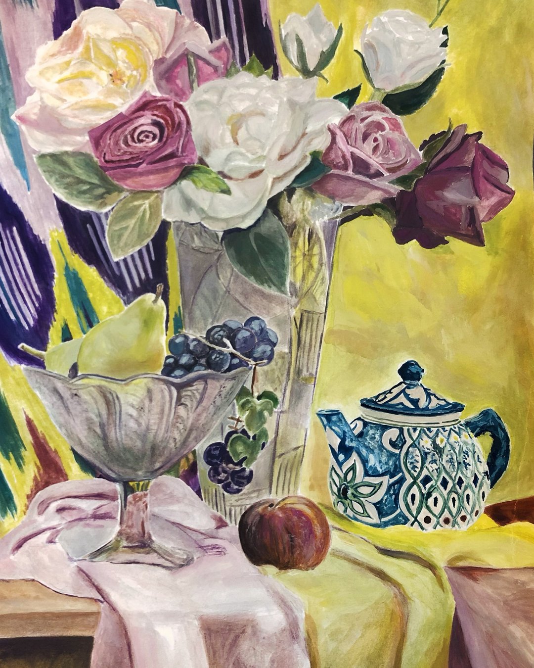 静物与花朵原创水粉画现代绘画墙艺术 - 墙贴/壁贴 - 其他材质 多色