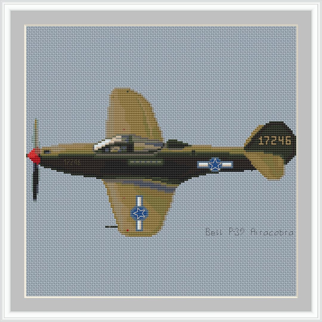 Bell P-39 Airacobra Cross Stitch Pattern | World War II Aircraft | 十字繡圖案 | - 手工艺教程/工具书 - 其他材质 