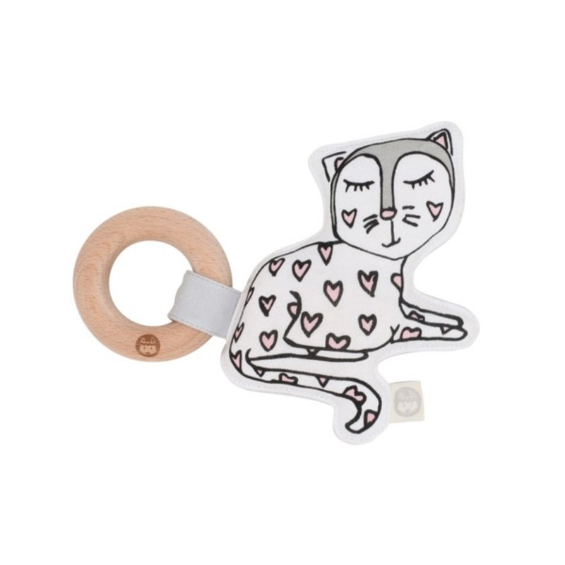 澳洲Kippins有机棉榉木固齿器 – 凯蒂小猫(KITTY KIPLET RATTLE) - 其他 - 棉．麻 粉红色