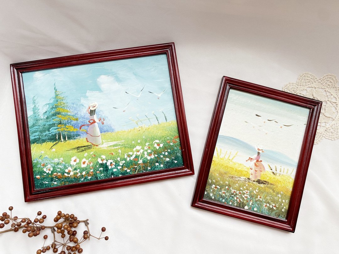 【好日恋物】德国vintage复古风景油画壁挂画装饰画一对2入组 - 摆饰 - 木头 多色