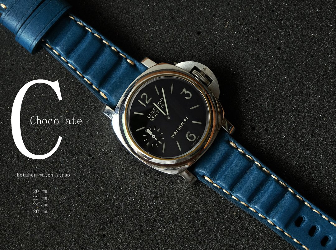 Leather watch strap, Chocolate model tan, brown and black, size 20 mm. 22 mm. 24 - 表带 - 真皮 咖啡色