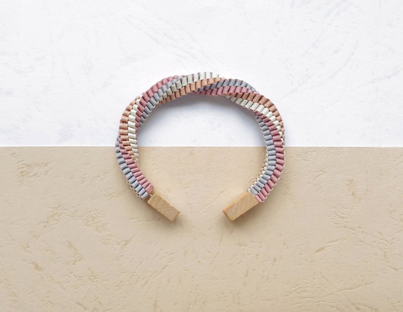 手工编织 / 扭扭 / 木片 / 大地色系 / 手镯 - 手链/手环 - 其他材质 卡其色