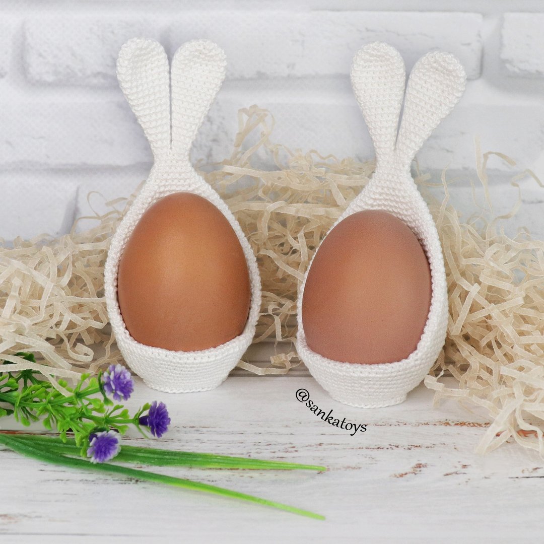 Crochet pattern Rabbit ceramic egg stand, PDF Digital Download, DIY easter - 手工艺教程/工具书 - 其他材质 