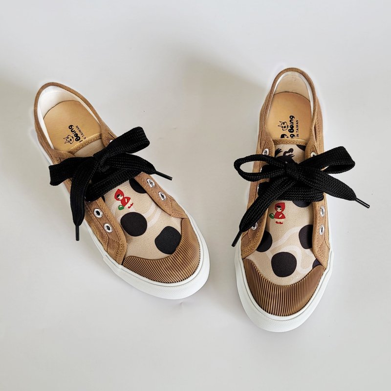珍珠奶茶休闲鞋 -小红帽与大野狼 女鞋 - 女款休闲鞋 - 棉．麻 卡其色