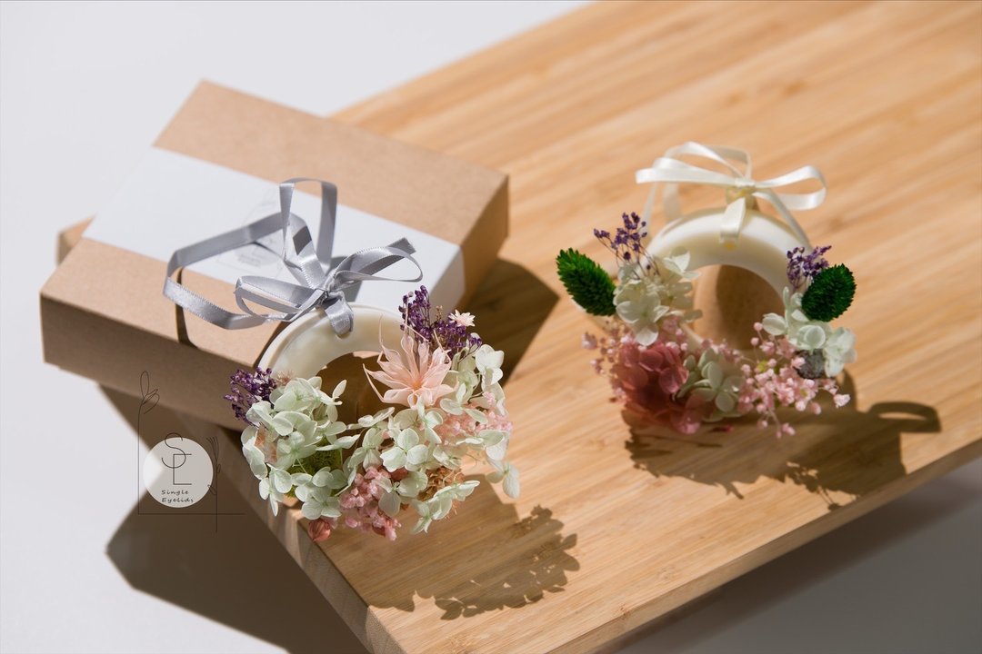 香氛蜡牌/香氛蜡片/蜡烛/干燥花蜡烛/香氛蜡烛婚礼小物/大豆蜡 - 蜡烛/烛台 - 蜡 白色