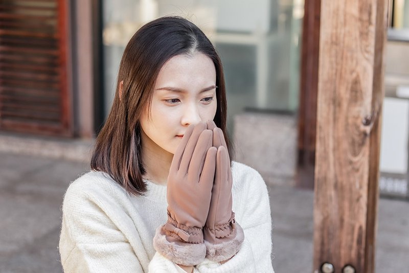 蝶舞手套-防风.微防水.触屏-保暖 御寒 刷毛 滑雪 gloves 透气 - 手套 - 聚酯纤维 咖啡色