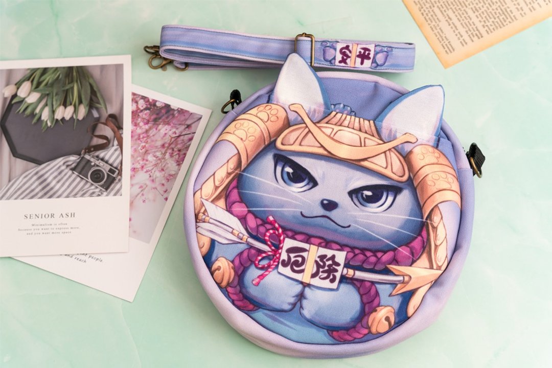 圆型造型侧背包 - 俄罗斯蓝猫 - 侧背包/斜挎包 - 其他人造纤维 蓝色