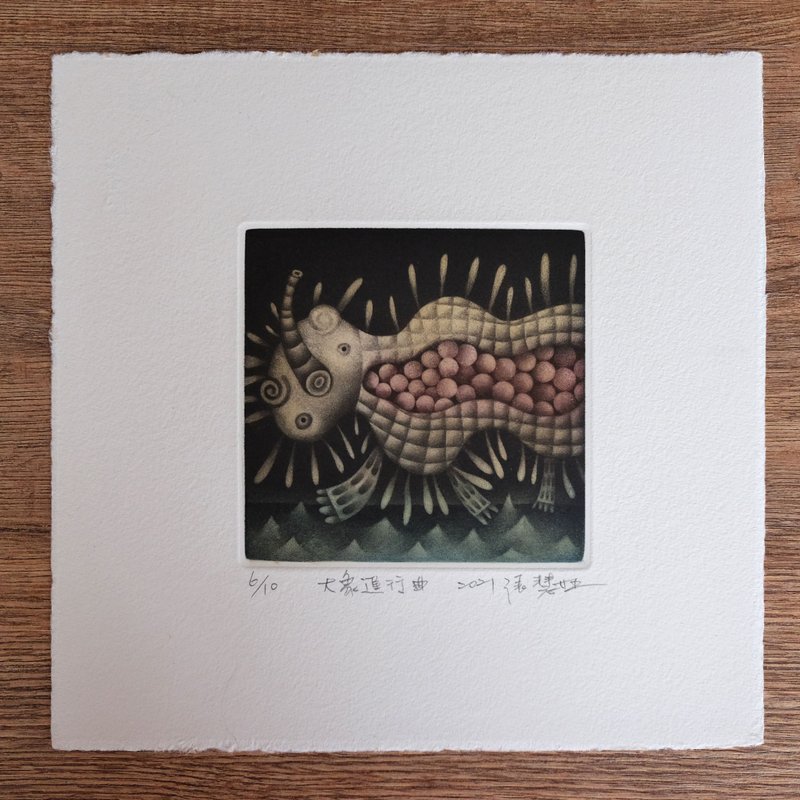 Mezzotint限量版画 - 大象进行曲 - 海报/装饰画/版画 - 纸 黑色